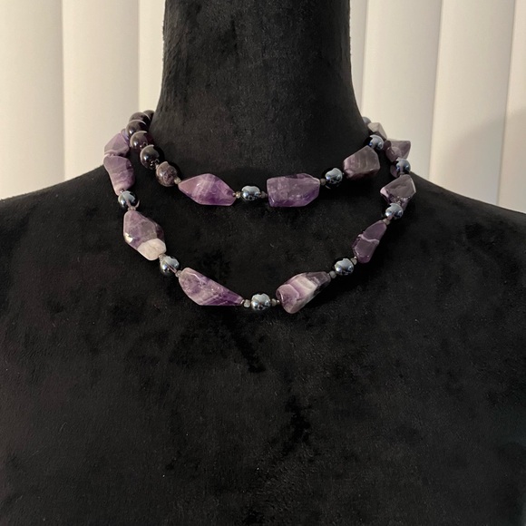 Dream Amethyst Beads Long Necklace - Picture 2 of 9